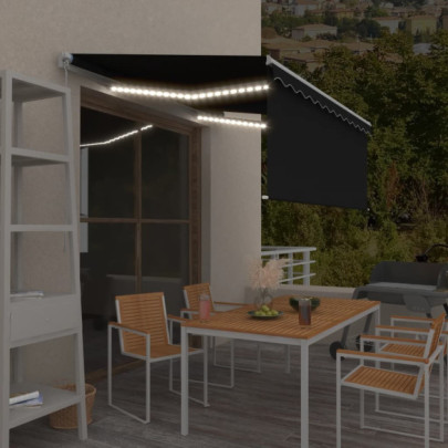 Copertină retractabilă manual cu stor&LED - antracit - 3x2,5 m