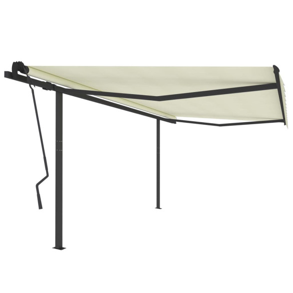 Copertină retractabilă manual - cu stâlpi - crem - 4,5x3,5 m