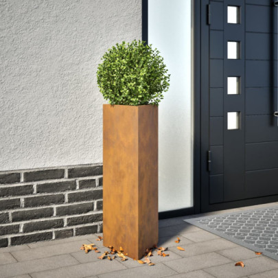 Jardinieră de grădină - 30x26x75 cm - oțel corten - triunghi