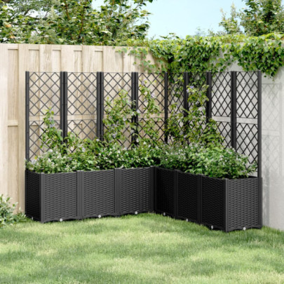 Jardinieră de grădină cu spalier - negru - 160x160x140 cm - PP