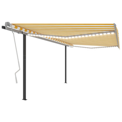 Copertină retractabilă manual cu LED - galben & alb - 4x3,5 m