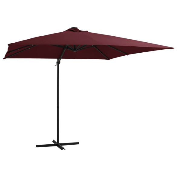 Umbrelă în consolă de grădină cu LED-uri - roșu bordo 250x250 cm