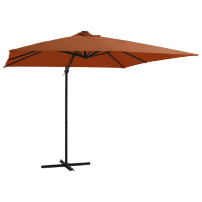 Umbrelă în consolă de grădină cu LED-uri - cărămiziu - 250x250 cm