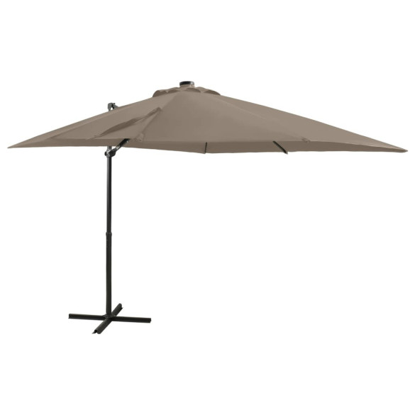 Umbrelă în consolă cu stâlp și LED-uri - taupe - 250 cm