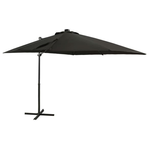 Umbrelă în consolă cu stâlp și LED-uri - negru - 250 cm