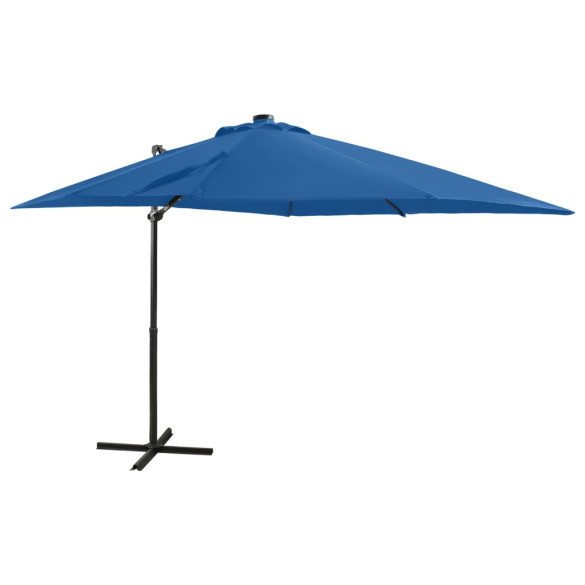 Umbrelă în consolă cu stâlp și LED-uri - albastru azur - 250 cm