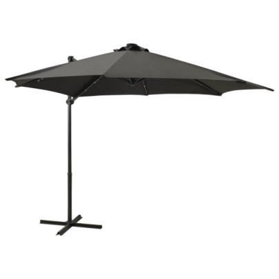 Umbrelă în consolă cu stâlp și LED-uri - antracit - 300 cm