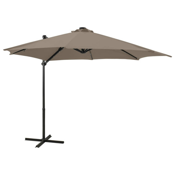 Umbrelă în consolă cu stâlp și LED-uri - taupe - 300 cm