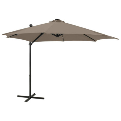 Umbrelă în consolă cu stâlp și LED-uri - taupe - 300 cm