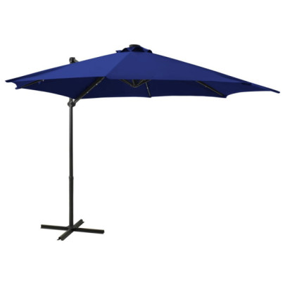 Umbrelă în consolă cu stâlp și LED-uri - albastru azur - 300 cm