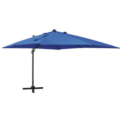 Umbrelă în consolă cu stâlp și LED-uri - albastru azur - 300 cm