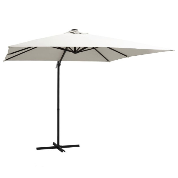 Umbrelă în consolă cu LED - stâlp din oțel - nisipiu - 250x250 cm