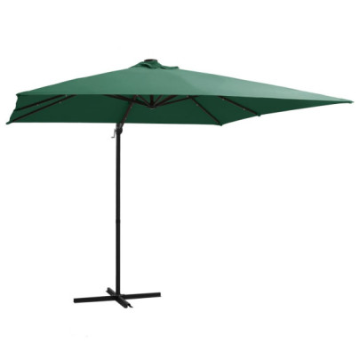 Umbrelă în consolă cu LED - stâlp din oțel - verde - 250x250 cm