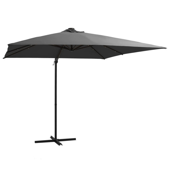 Umbrelă în consolă cu LED - stâlp din oțel - antracit - 250x250 cm