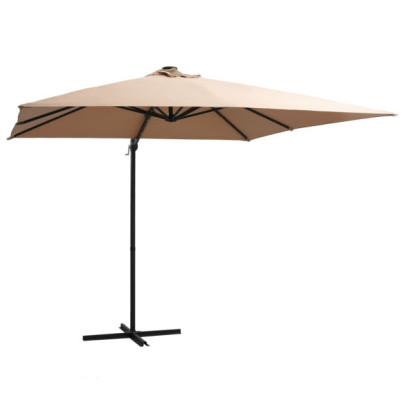 Umbrelă în consolă cu LED - stâlp din oțel - taupe - 250x250 cm