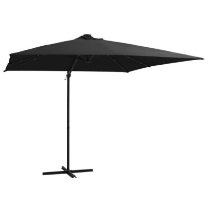 Umbrelă în consolă cu LED - stâlp din oțel - negru - 250x250 cm