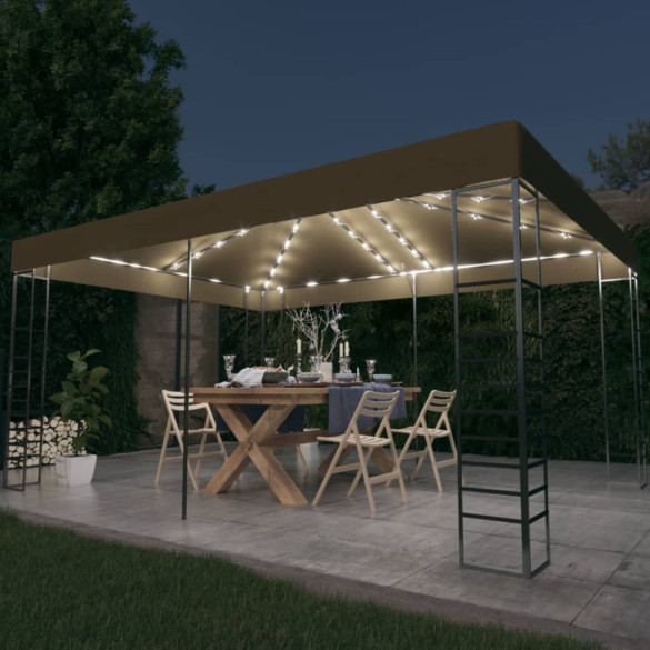 Pavilion cu șiruri de lumini LED - gri taupe - 3x4m