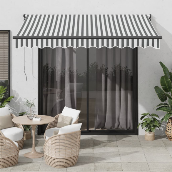 Copertină retractabilă antracit/alb - 3x2,5 m - textil/aluminiu