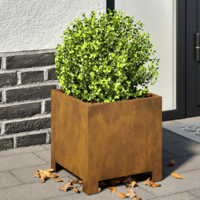 Jardiniere grădină - 2 buc. - 30x30x30 cm - oțel corten