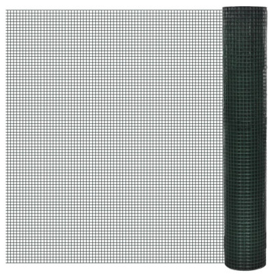 Plasă de sârmă găini - verde - 10 x 1 m - oțel galvanizat cu PVC