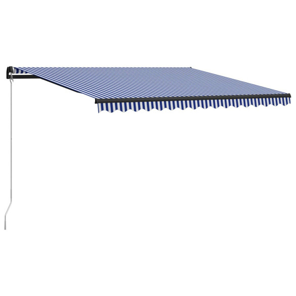 Copertină retractabilă manual - albastru și alb - 450x300 cm