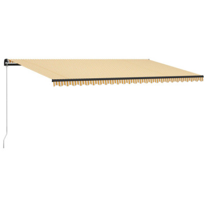 Copertină retractabilă manual - galben și alb - 600 x 300 cm