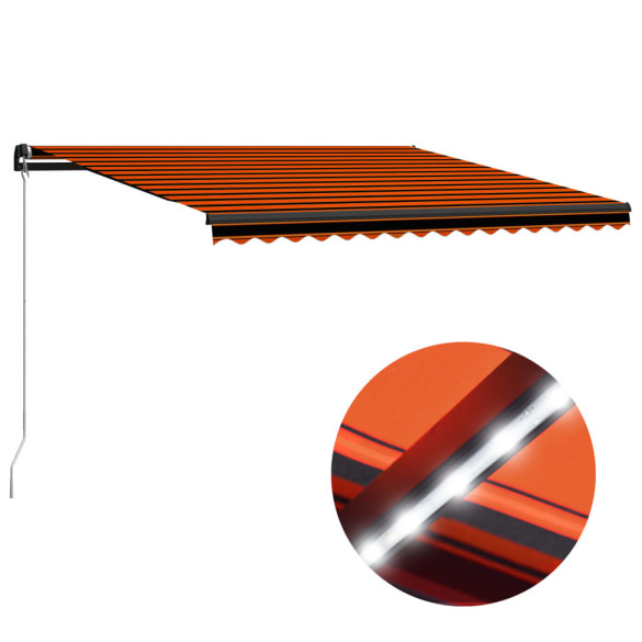 Copertină retractabilă manual LED portocaliu/maro - 450 x 300 cm