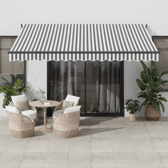 Copertină retractabilă antracit/alb - 4x3 m - textil/aluminiu