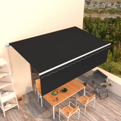 Copertină retractabilă manual cu stor - antracit - 5x3 m