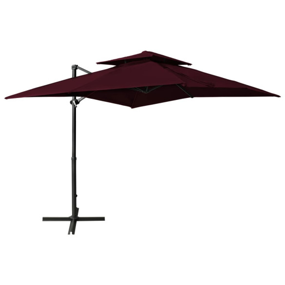 Umbrelă suspendată cu înveliș dublu - roșu bordo - 250x250 cm