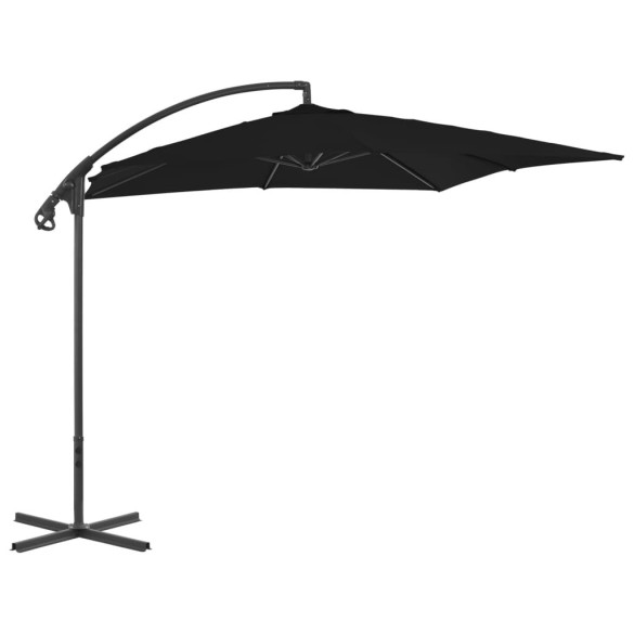 Umbrelă suspendată cu stâlp din oțel - negru - 250 x 250 cm