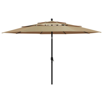 Umbrelă de soare 3 niveluri - stâlp aluminiu - gri taupe - 3,5 m