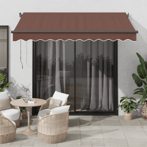 Copertină retractabilă manual cu LED - maro - 300x250 cm