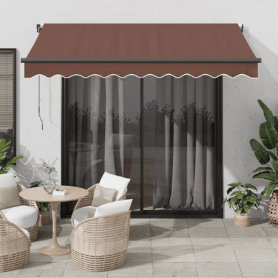 Copertină retractabilă manual cu LED - maro - 300x250 cm