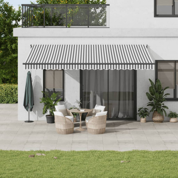 Copertină retractabilă antracit/alb - 5x3 m - textil/aluminiu