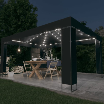 Pavilion cu șir de lumini LED - antracit - 3x4 m