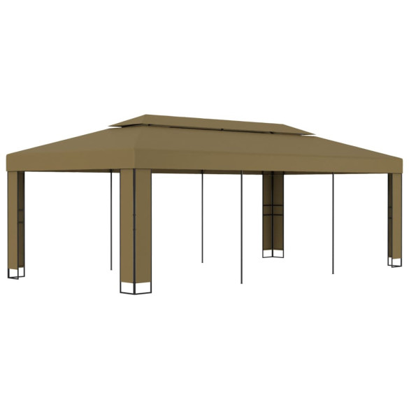 Pavilion cu acoperiș dublu - gri taupe - 3 x 6 m - 180 g/m²