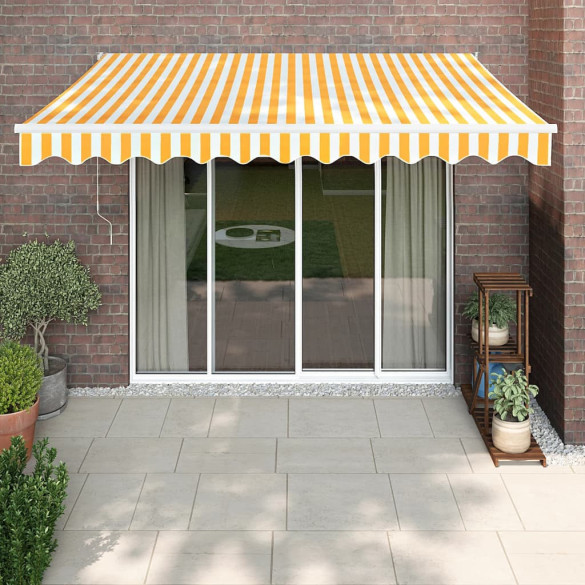 Copertină retractabilă - galben/alb - 3x2,5 m - textil/aluminiu