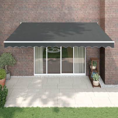 Copertină retractabilă - antracit - 4,5x3 m - textil și aluminiu