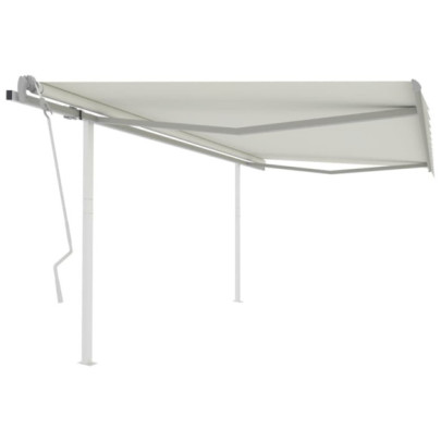 Copertină retractabilă manual - cu stâlpi - crem - 4,5x3 m