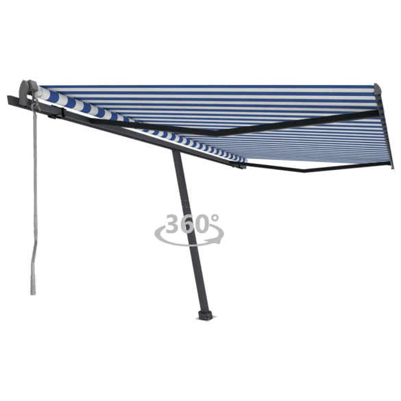 Copertină autonomă retractabilă automat albastru&alb 400x300 cm