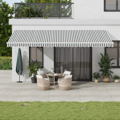 Copertină retractabilă manual - antracit/alb - 600x300 cm