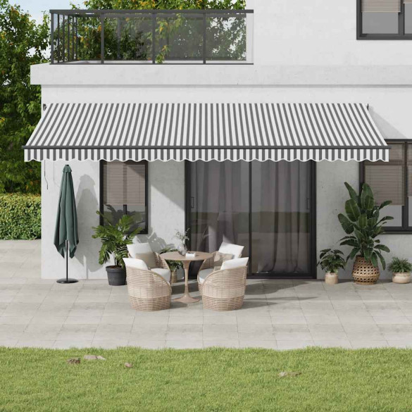 Copertină retractabilă manual - antracit/alb - 600x300 cm