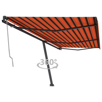 Copertină autonomă retractabilă automat oranj/maro 600x350 cm