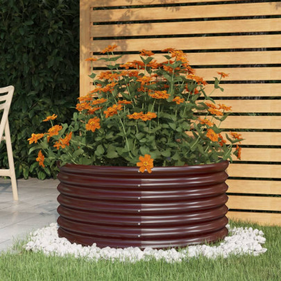 Jardinieră grădină maro 80x80x36 cm oțel vopsit electrostatic