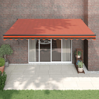 Copertină retractabilă portocaliu/maro 4x3 m - textil/aluminiu