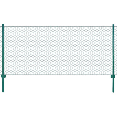 Gard din plasă de sârmă cu stâlpi - verde - 25 x 0,75 m - oțel