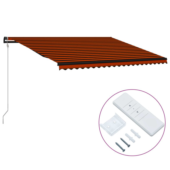 Copertină retractabilă automat - portocaliu & maro - 500x300 cm