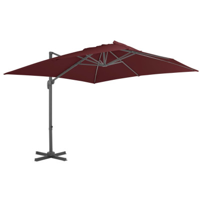 Umbrelă în consolă cu stâlp din aluminiu - bordo - 400x300 cm