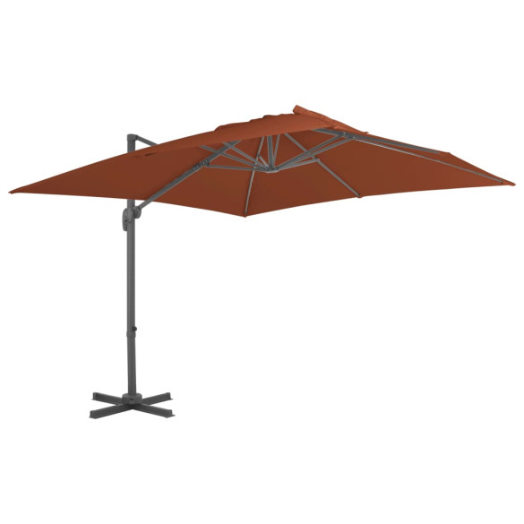 Umbrelă în consolă cu stâlp din aluminiu - cărămiziu - 400x300 cm